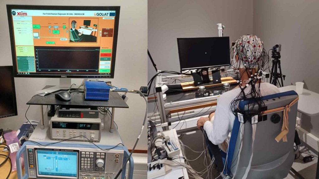 Experimental exposure setup and radiofrequency transmission system for a GOLIAT study led by INERIS in France.